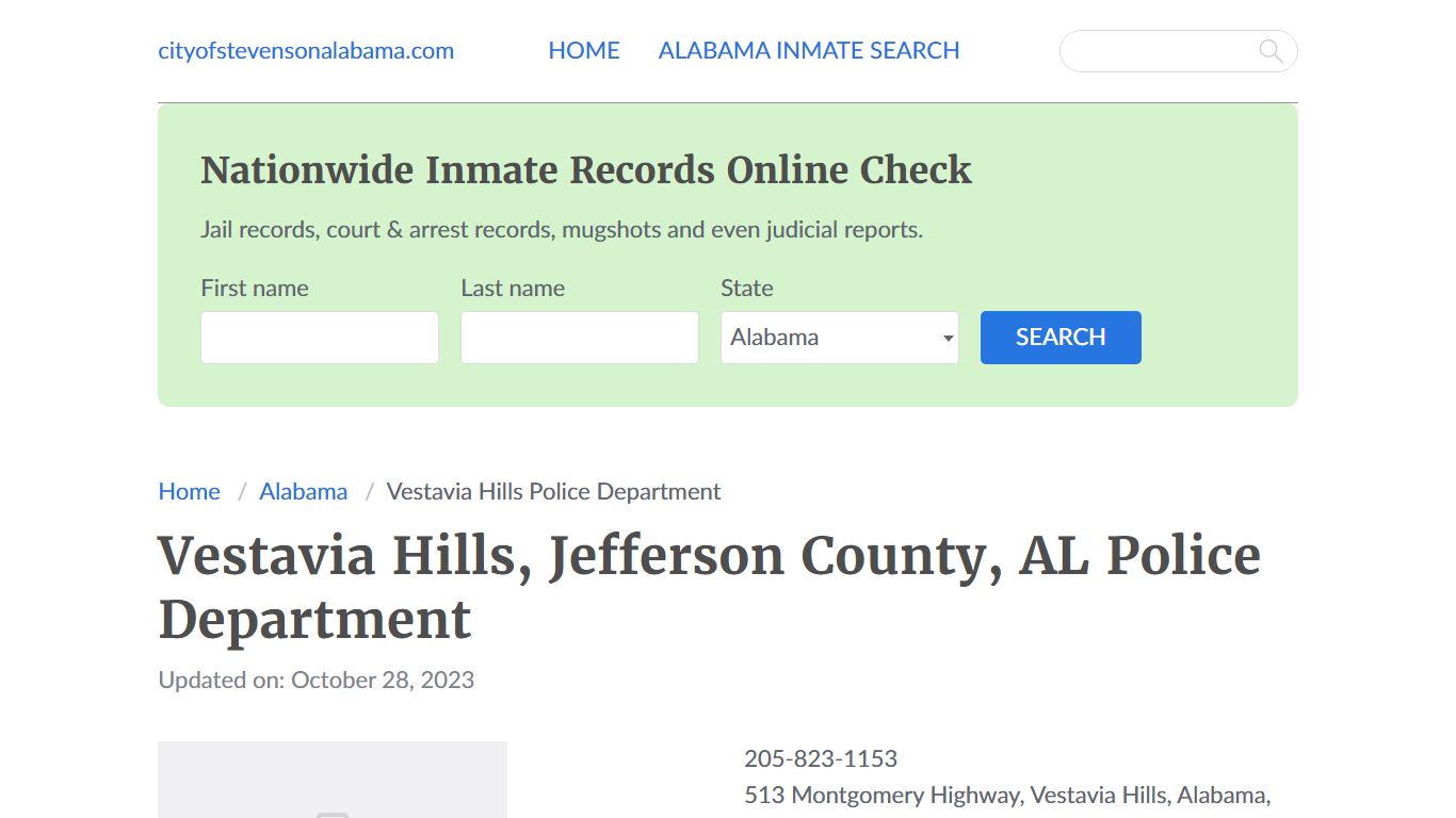 Vestavia Hills, AL Police - City Jail Inmates, Arrests